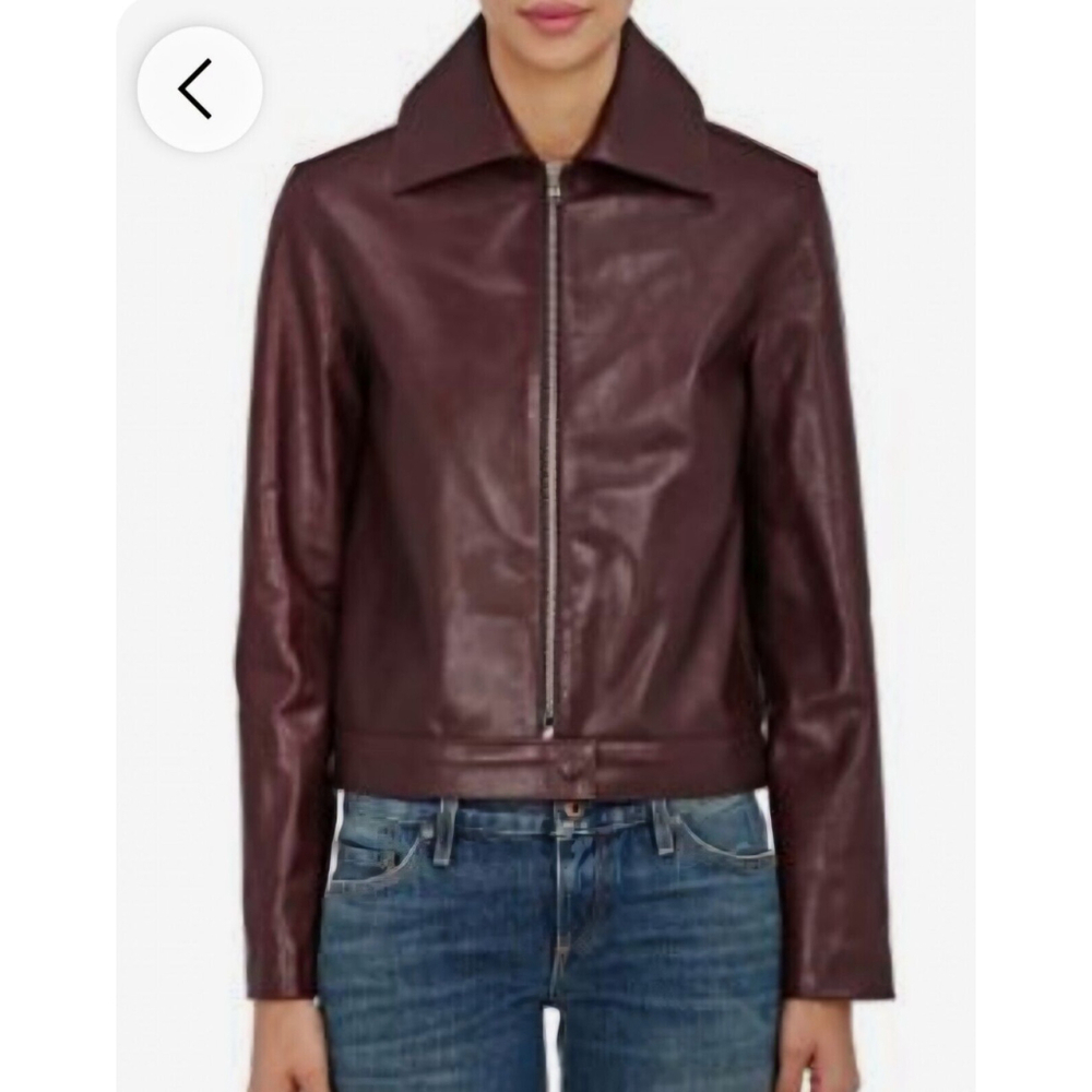 Simon Miller Women's Burgundy Leather Zip Jacket